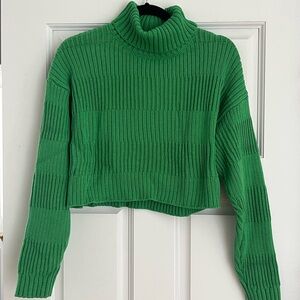 La Hearts Emerald Ribbed Turtleneck Sweater
